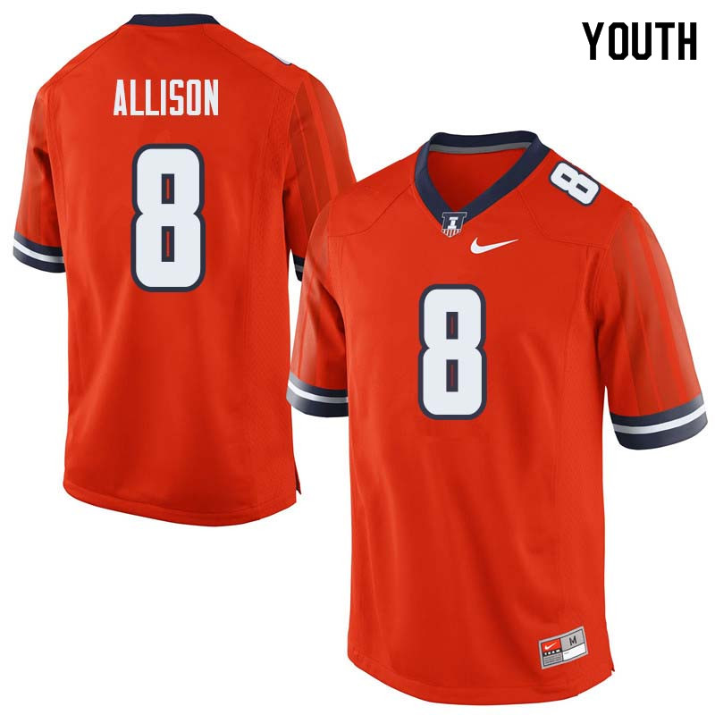 Youth #8 Geronimo Allison Illinois Fighting Illini College Football Jerseys Sale-Orange